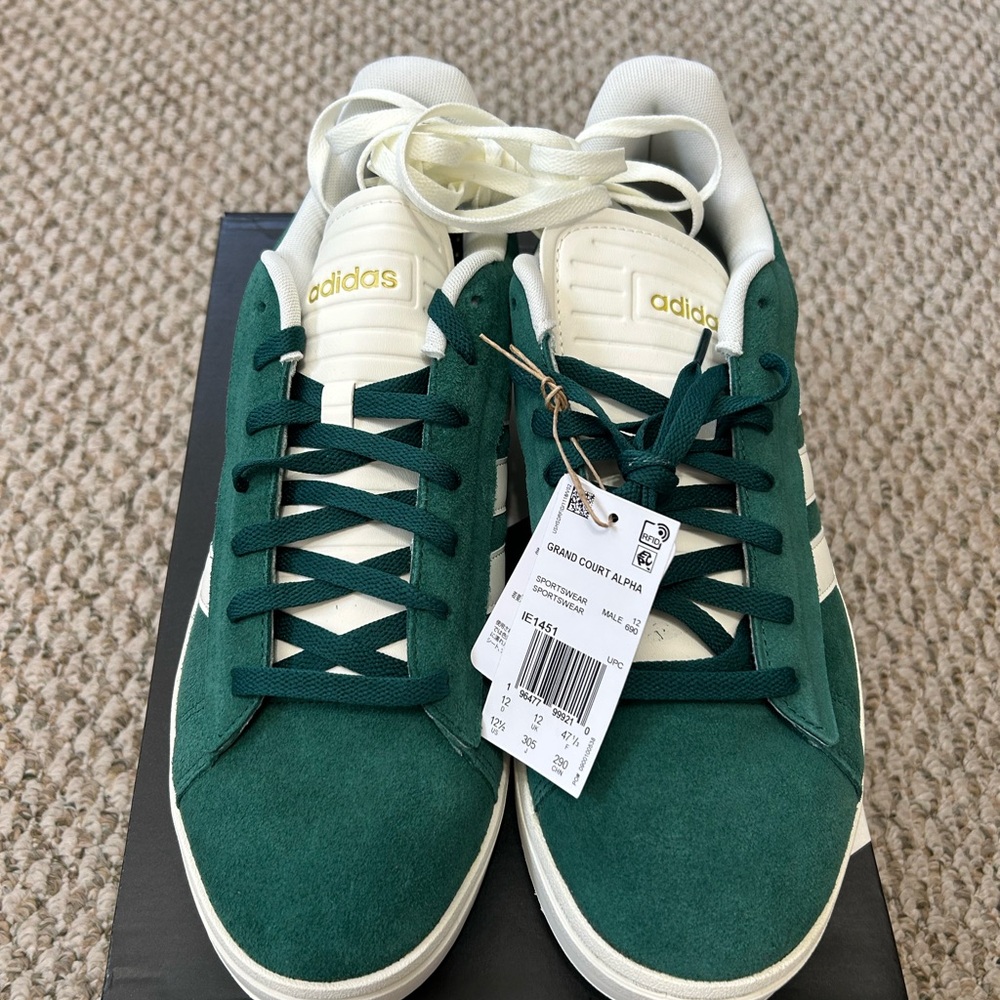 Adidas Men's Grand Court Alpha Green Sneakers Size 12 1/2 Brand New in Box 12.5